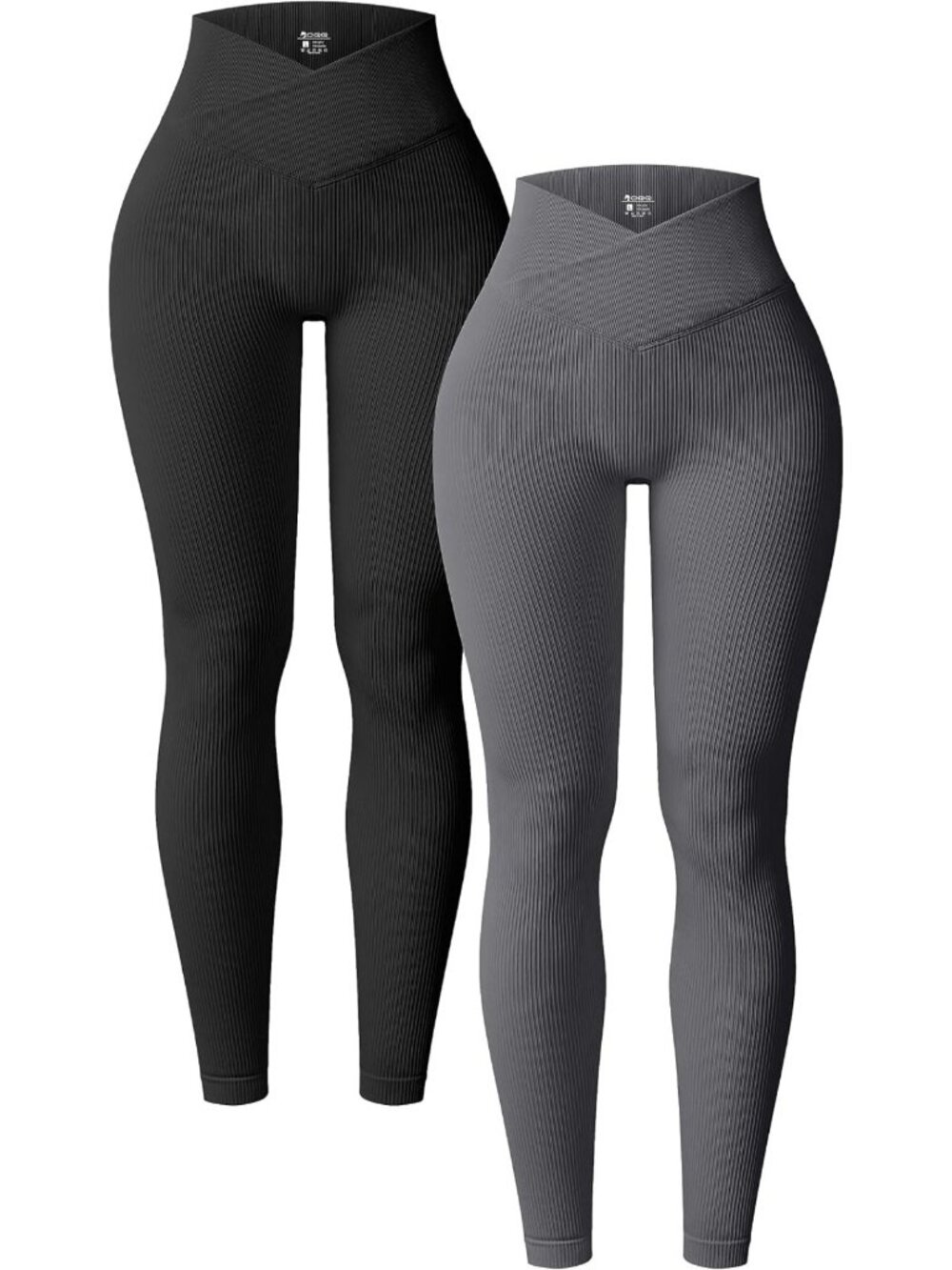 Women's 2 Piece Yoga Leggings Set - High Waist, Cross Over Design for Workout